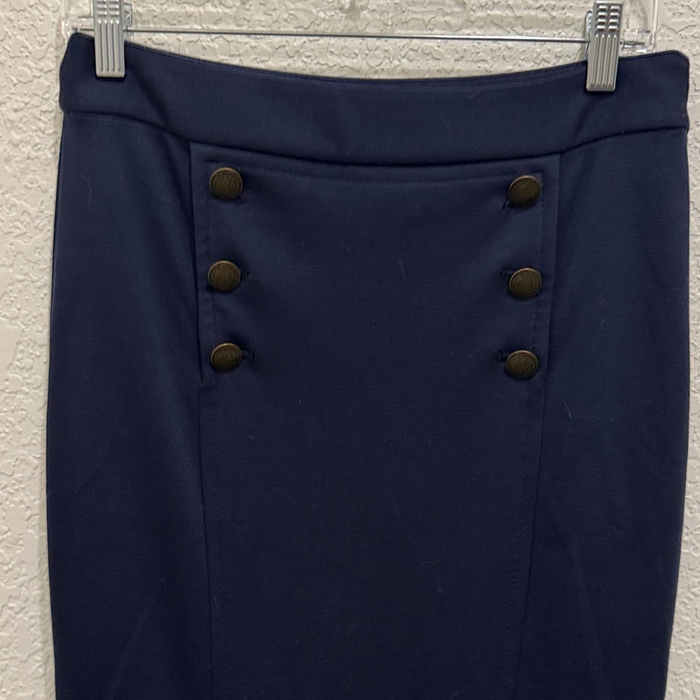 The Limited Navy Pencil Skirt with Button Detail